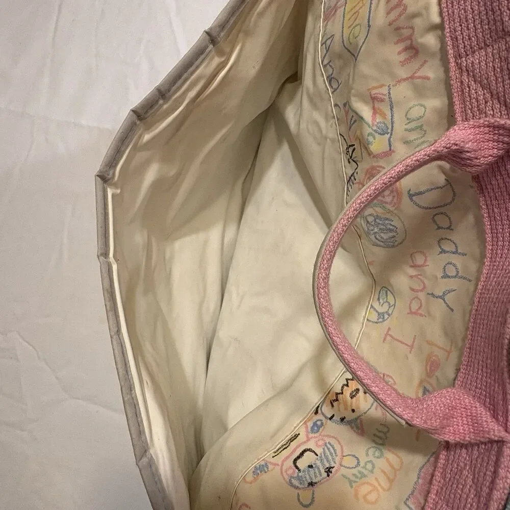 Vintage 90s Baby Boom Diaper Bag Zoo Animals Doodle Pink Blue Mommy Daddy